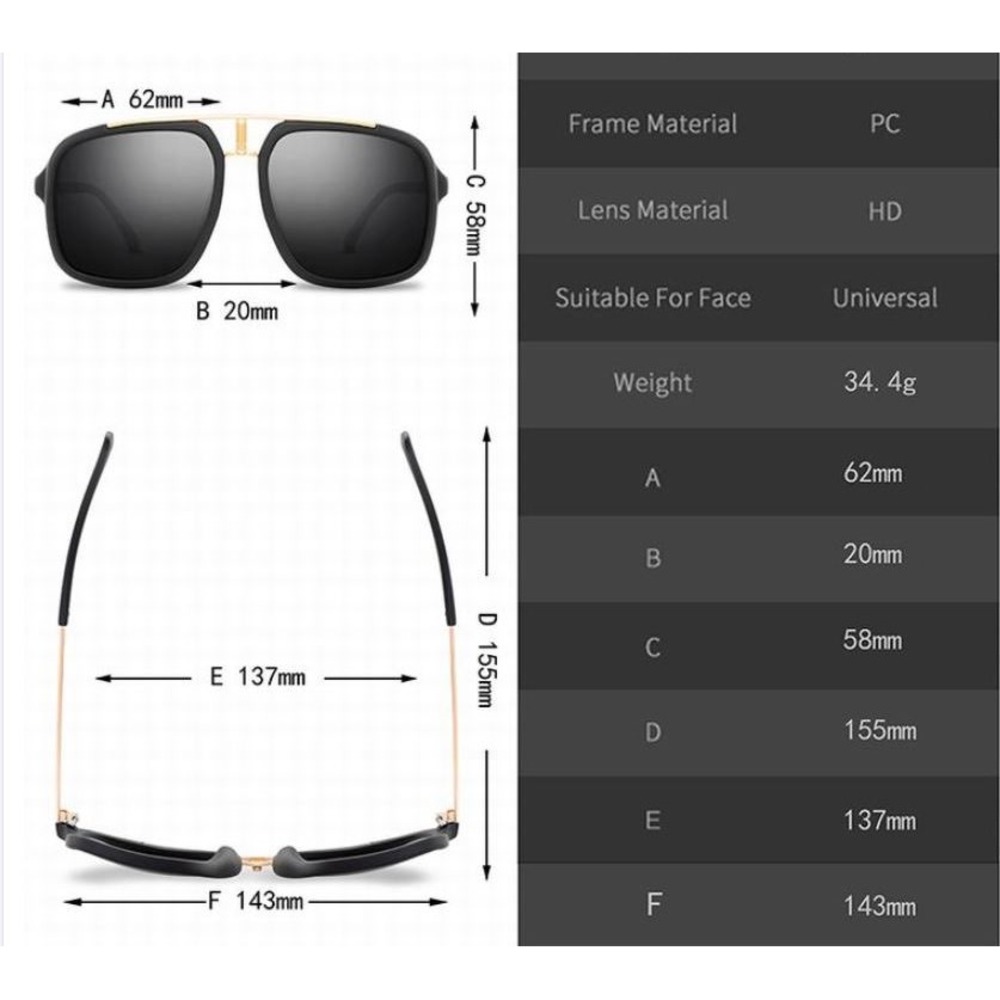 Women Oversized Square Fashion Sunglasses Black Gold Flat Top Gradient Lenses - Picture 10 of 11